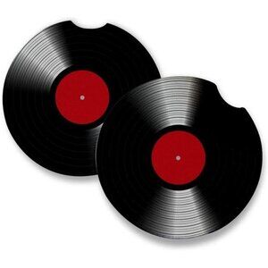 Car Cup Coasters Vinyl Record 2-Pack Cup Holder Anti Slip Rubber Vehicle